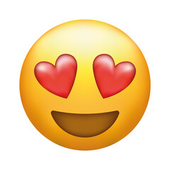 Love struck Emoji. Emoticon with heart shaped eyes.