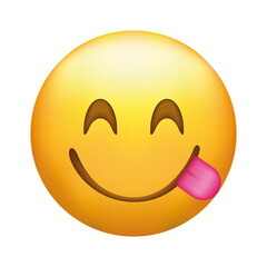 Emoji Face Savouring Delicious Food, Smiling Face savoring Licking Lips, smiley emoticon. © vadymstock