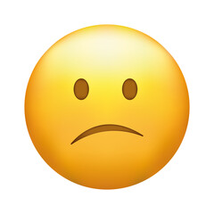 Confused emoji. Nonplussed emoticon with frowned lips