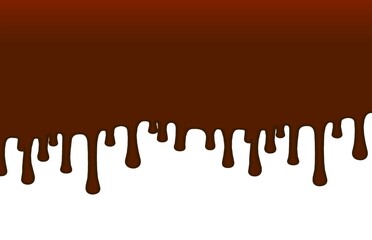 Dripping melted chocolates are isolated. illustration of liquid chocolate cream or syrup. Draining brown liquid.