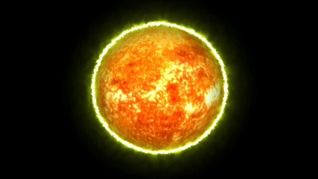  Realistic  sun planet spinning his own axis. sun sphere solar system , galaxy background.