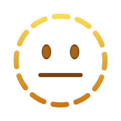 Dotted line expressionless Smiley Emoticon Face line icon