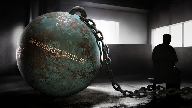 Inferiority complex and intimate, silent and lonely suffering human soul. Separated from the world in it's own pain and alienation.,3d illustration