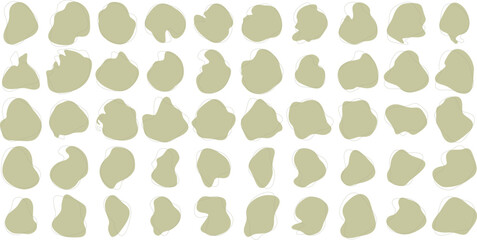 Hand Drawn Organic Shapes Liquid and fluid shape Black symbol Green color 50 Set