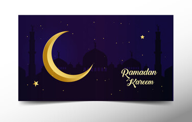 Fototapeta na wymiar ramadan kareem. eid mubarak festival golden moon and stars banner.