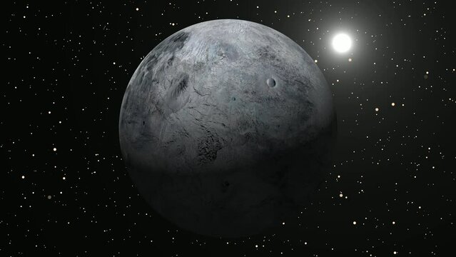 Eris planet rotated , solar system fictional Eris sphere rotating  in globe , galaxy background.