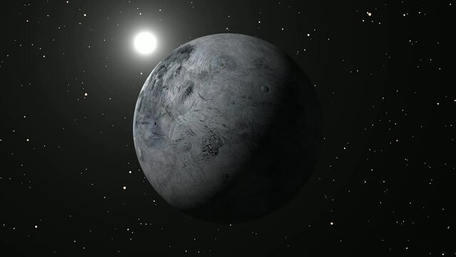 Eris planet rotated , solar system fictional Eris sphere rotating  in globe , galaxy background.