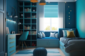Fototapeta premium bedroom interior design with furniture for kids