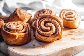 Obraz na płótnie Canvas Heavenly Cinnamon Roll, Featuring Beige and Golden Brown Hues, a Delightful Comfort Food, created with Generative AI technology