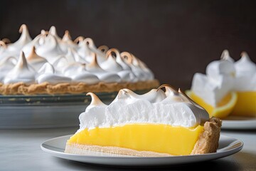 Luscious Lemon Meringue Pie, Showcasing a Golden Brown Meringue and Tangy Filling, created with Generative AI technology