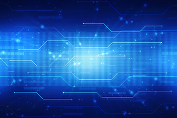 2d illustration Abstract futuristic electronic circuit technology background