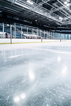 Hockey ice rink sport arena empty field - Generative AI