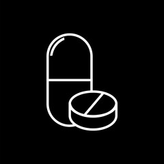 Medical Pills icon isolated on black background