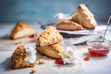 Classic Scones, Served with Jam and Cream, created with Generative AI technology