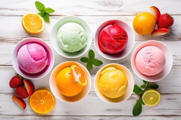 Refreshing Sorbet, Vibrant Colors, created with Generative AI technology - obrazy, fototapety, plakaty