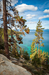 Fototapeta na wymiar Blue Water and the Sierra Nevada Mountains, Lake Tahoe