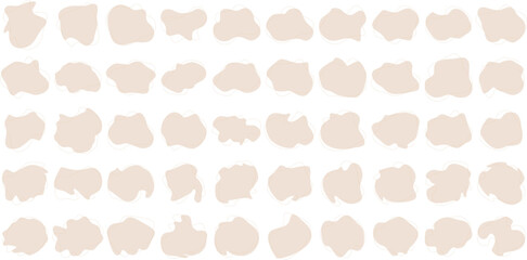 Hand Drawn Organic Shapes Liquid and fluid shape Black symbol Beige color 50 Set