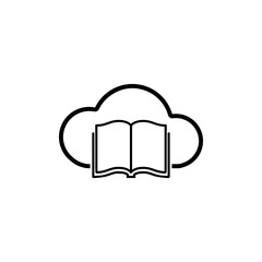 Book cloud silhouette logo icon isolated on transparent background