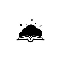 Book cloud silhouette logo icon isolated on transparent background