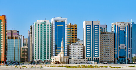 Skyscrapers in Abu Dhabi, United Arab Emirates.