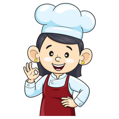 Chef Woman Gesturing OK Sign