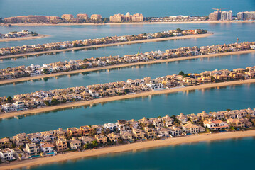 Palm Jumeirah island in Dubai, modern architecture, beaches and villas