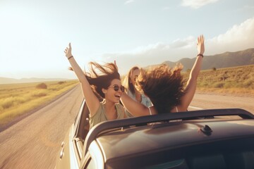 A group of friend on a road trip, Generative AI