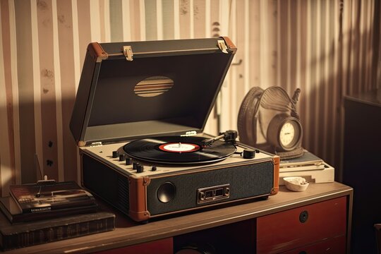 Vintage vinyl retro design, Generative AI