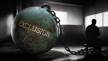 Exclusion and intimate, silent and lonely suffering human soul. Person struggling with Exclusion. Separated from the world in it's own emotional pain and alienation.,3d illustration