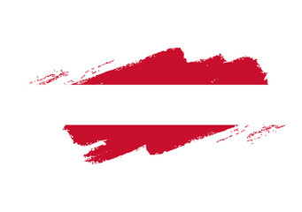 Artistic grunge brush flag of Austria isolated on white background. Elegant texture of national country flag