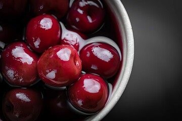 cherries in a glass bowl