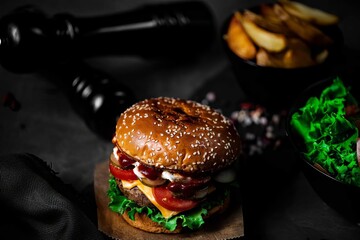 burger and fries