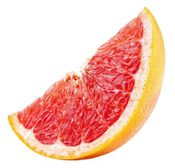 Slice of grapefruit citrus fruit isolated on transparent background