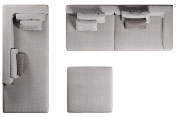 Top view of modular sofa with cushions