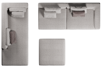 Top view of modular sofa with cushions