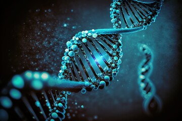 Human dna, Close-up helix illustration, Ai generated 