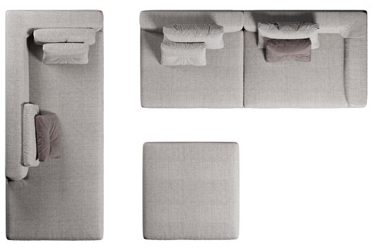 Top view of modular sofa with cushions