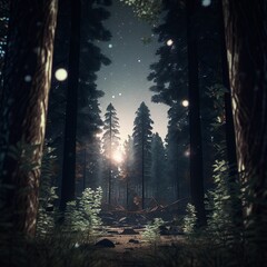 forest at night