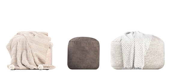 soft pouf isolate on a transparent background, interior furniture, 3D illustration, cg render
