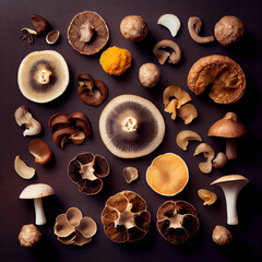 mushrooms on a black