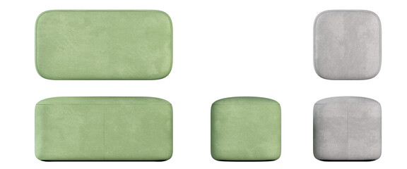soft pouf isolate on a transparent background, interior furniture, 3D illustration, cg render
