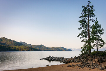 Morning View of the Sierra Nevada Mountains and Lake Tahoe