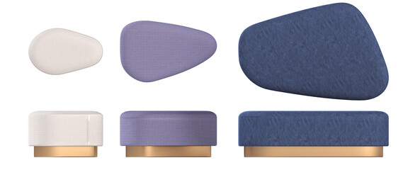 soft pouf isolate on a transparent background, interior furniture, 3D illustration, cg render
