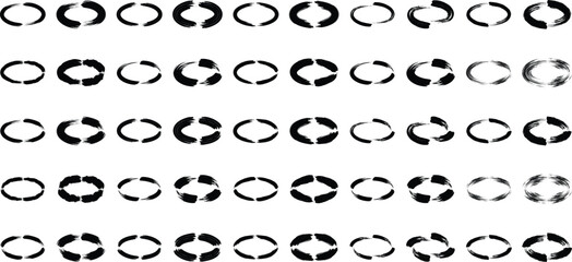 Grunge Oval Circle black abstract shape 50 Set
