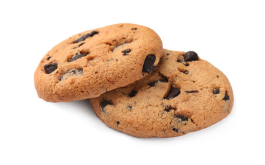 Delicious chocolate chip cookies isolated on white