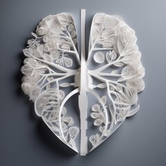 Human lung paper art illustation, Copy Space, Generative AI