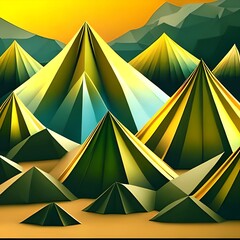 illustration of a yellow mountains in Japan