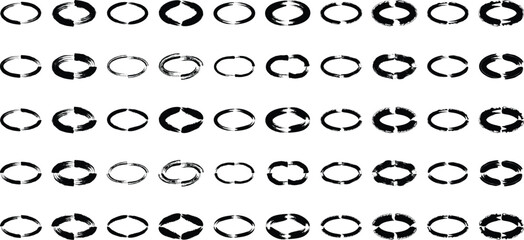 Grunge Oval Circle black abstract shape 50 Set
