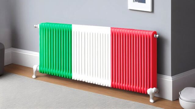 Italy energy and heating homes on the brink of fuel price surge. Rising heating prices affecting home budgets and households spendings,3d illustration