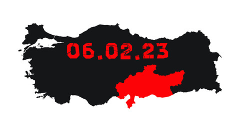 Earthquake in Turkey 2023. Turkey map.Turkey Deprem.Malatya.February 6.